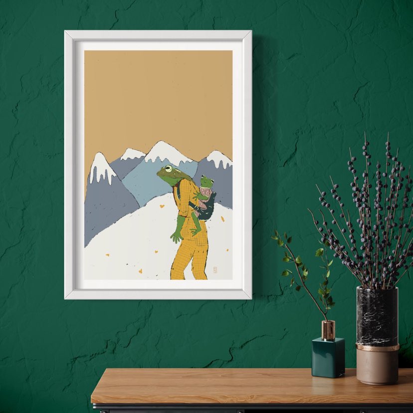 Large Hiking Frog Print