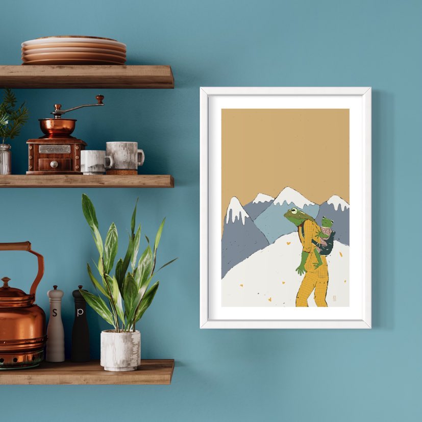 Large Hiking Frog Print