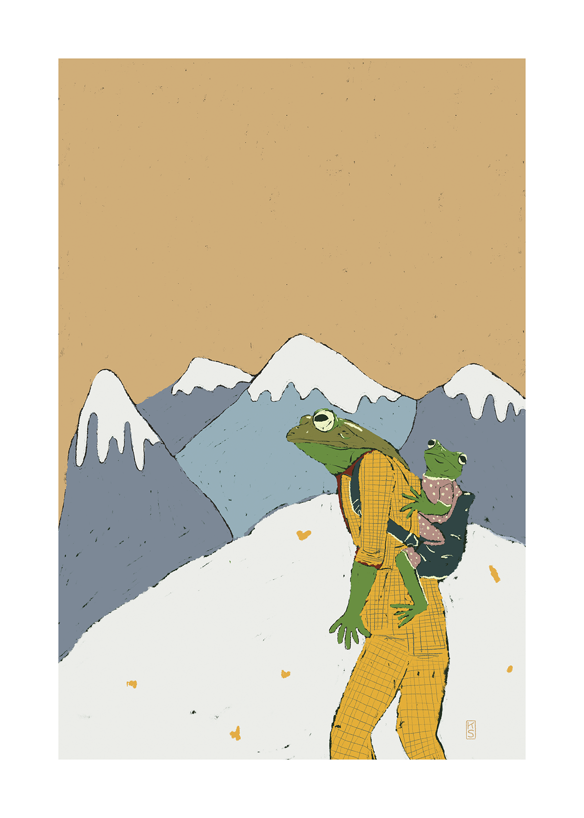 Large Hiking Frog Print