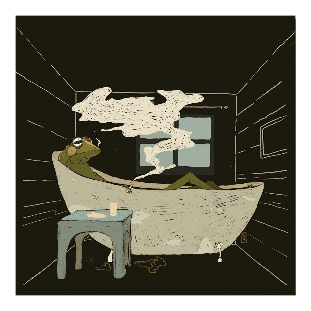 Small Self Care Frog Print