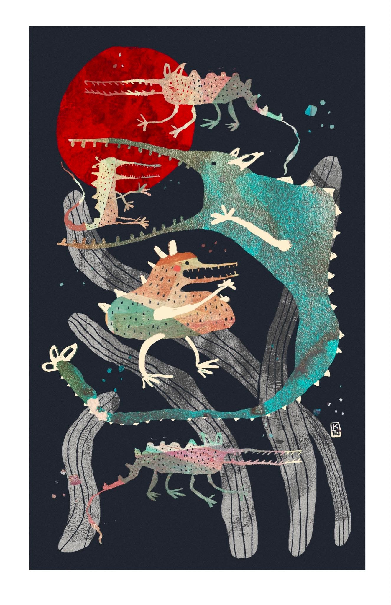 Large Moon Babies Print