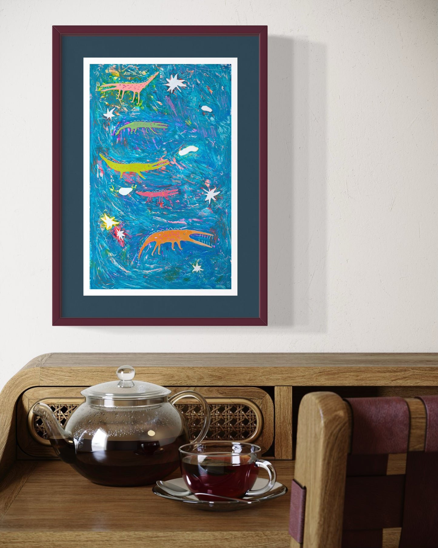 Large Water Monsters Stencil Print