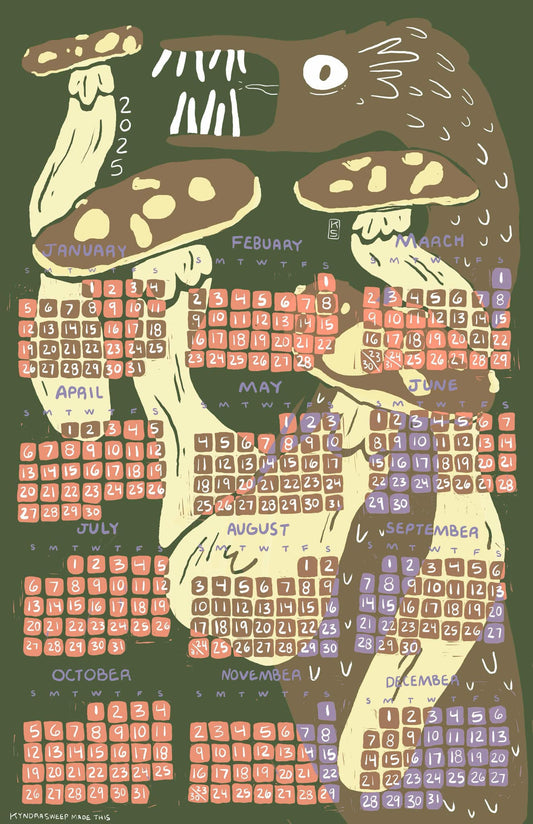 2025 Monsters & Mushrooms Calendar in GREEN