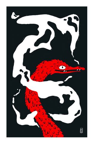 Large Red Dragon Print