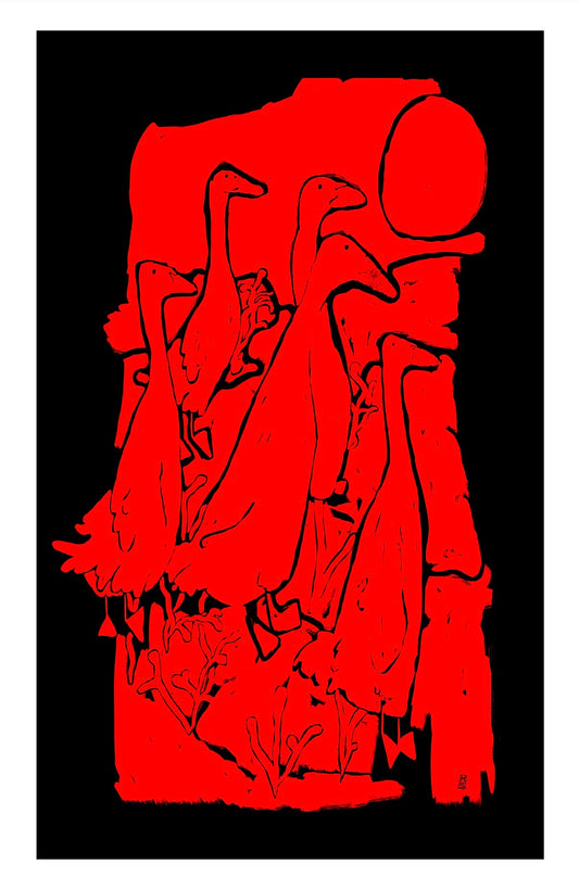 Spookie Red Goose Print or Postcard