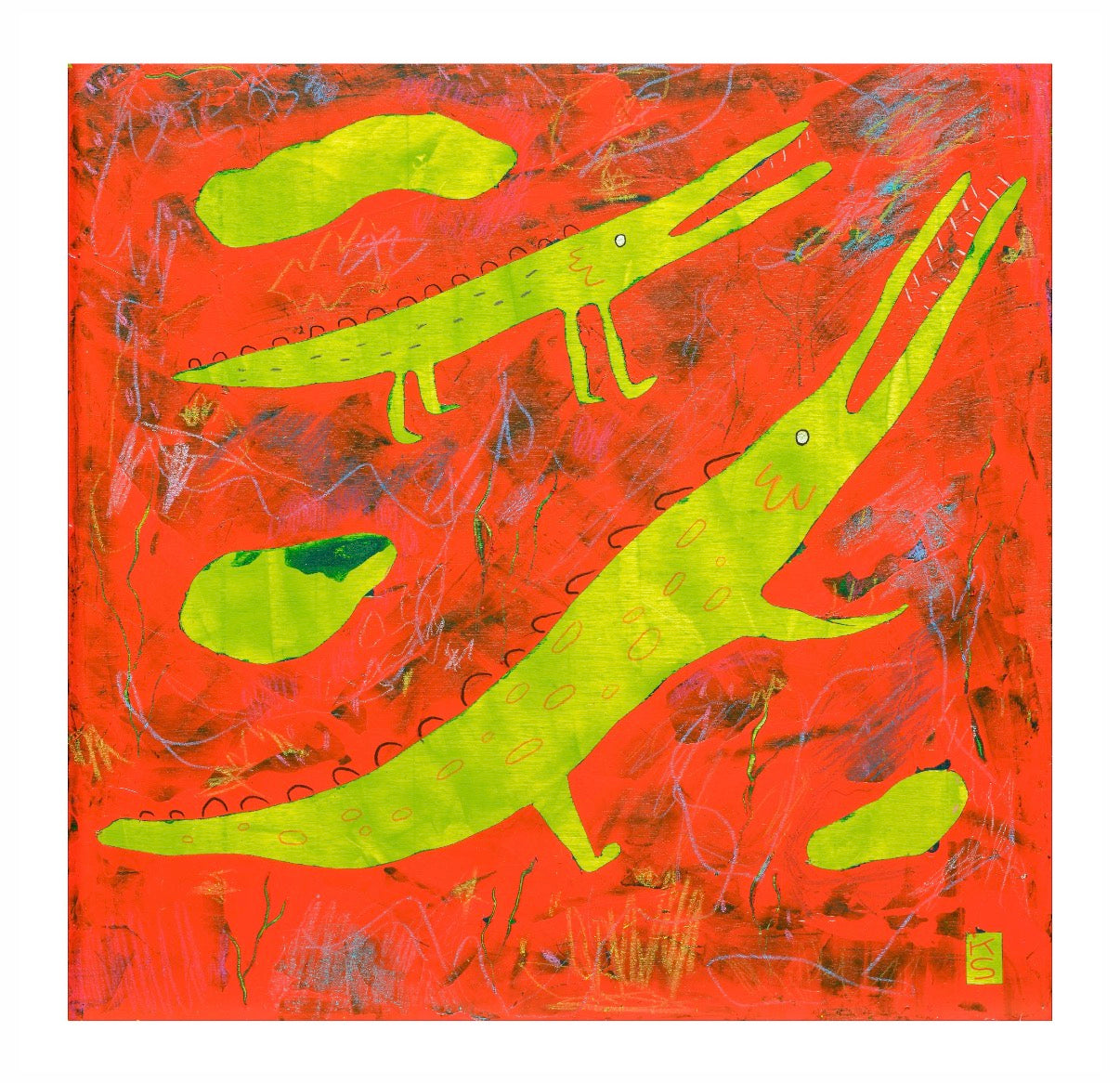 Lava Monster Stencil Print or Postcard