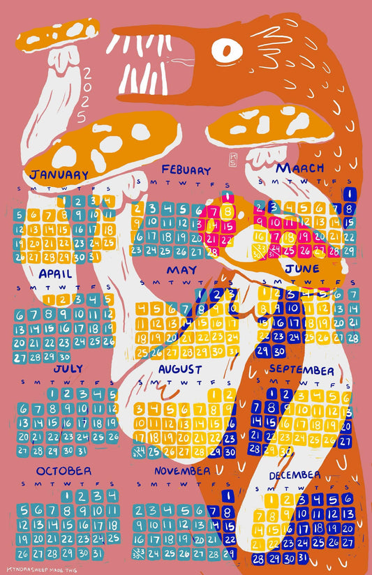 2025 Monsters & Mushrooms Calendar in PINK